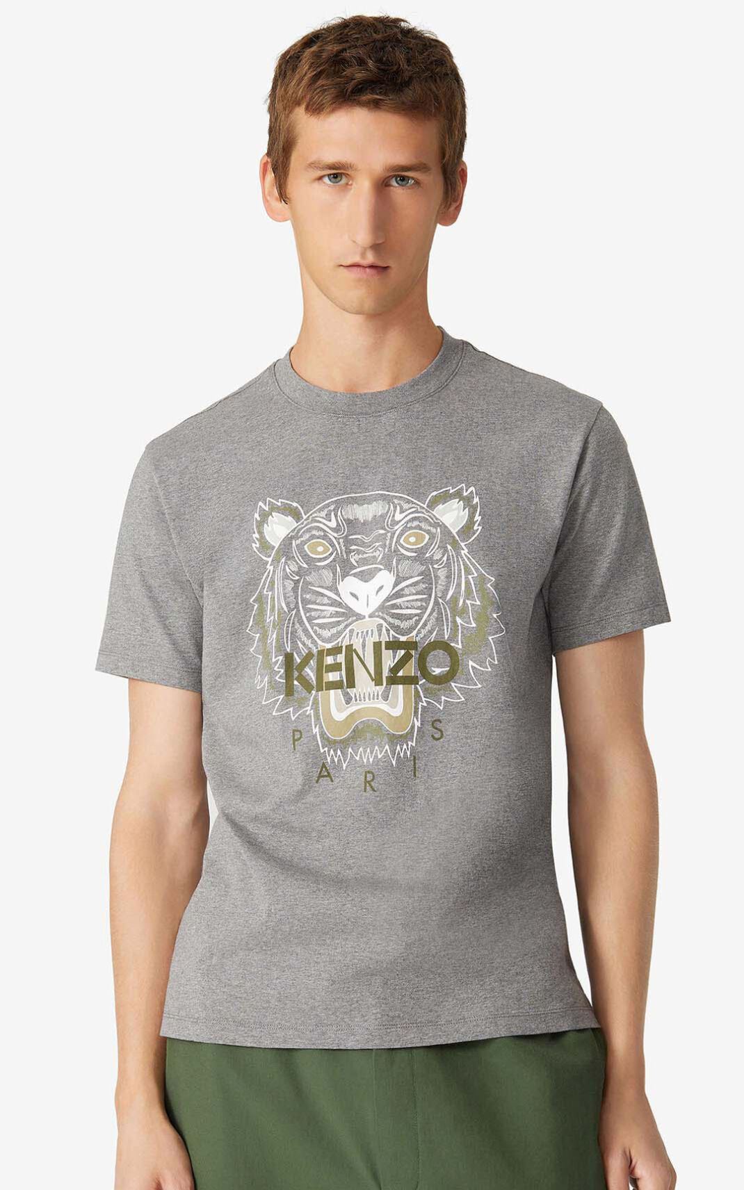 Kenzo Tiger T Shirt Grey For Mens 0792ENRBD